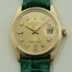 ROLEX OYSTER DATE 1503 34MM 14K GOLD 1970S MENS AUTOMATIC DIAMOND DIAL NA112B
