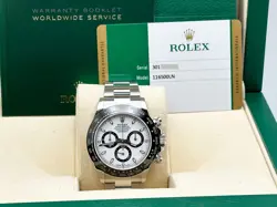 ROLEX DAYTONA PANDA 116500LN WHITE DIAL BLACK CERAMIC BEZEL STEEL BOX PAPER 40MM
