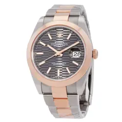 ROLEX DATEJUST 41 SLATE, FLUTED-MOTIF AUTOMATIC MEN'S STEEL AND 18KT EVEROSE