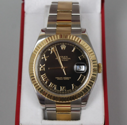ROLEX DATEJUST  41MM BLACK  DIAL 2-TONE 18K  GOLD & STAINLESS STEEL 116333