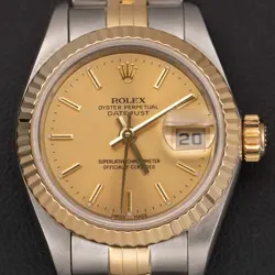 ROLEX DATEJUST 79173 FLUTED BEZEL WATCH 26MM CHAMPAGNE INDEX DIAL