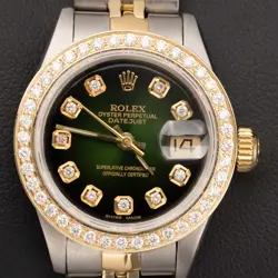 ROLEX DATEJUST DIAMOND BEZEL JUBILEE WATCH 26MM GREEN DIAL 1.25CT