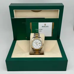ROLEX DATEJUST 126333 41 18K YELLOW GOLD STEEL WHITE DIAL AUTOMATIC MENS WATCH