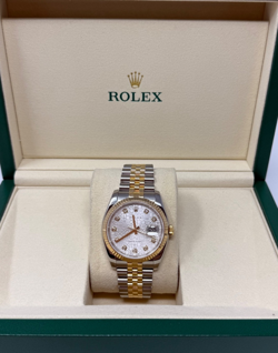TWO TONE ROLEX DATEJUST 36MM GOLD FLUTED BEZEL CELEBRATION DIAMOND DIAL