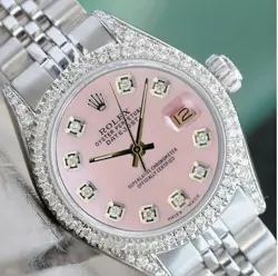 ROLEX DATEJUST LADIES STEEL PINK MOTHER OF PEARL DIAMOND DIAL, BEZEL, LUGS WATCH