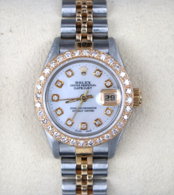 ROLEX 26MM DATEJUST STEEL 18K GOLD AFTERMARKET DIAMOND JUBILEE WATCH 69173