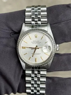 ROLEX DATEJUST REF. 16030 SS VINTAGE SILVER SUNBURST DIAL GOLD HOUR MARKERS
