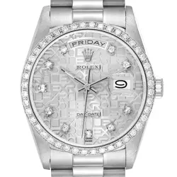 ROLEX PRESIDENT DAY-DATE WHITE GOLD ANNIVERSARY DIAMOND MENS WATCH 18349