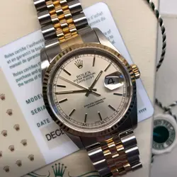 ROLEX DATEJUST 16233 TWO TONE SILVER DIAL JUBILEE AUTOMATIC WATCH ROLEX CPO