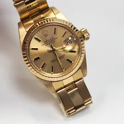 ROLEX LADIES DATEJUST 26 MM 18K YELLOW GOLD CHAMPAGNE WATCH 6917 CIRCA 1979 685803381985