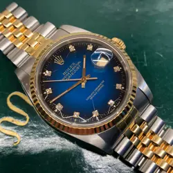 ROLEX DATEJUST 16233 TWO TONE BLUE VIGNETTE DIAMOND DIAL JUBILEE WRISTWATCH