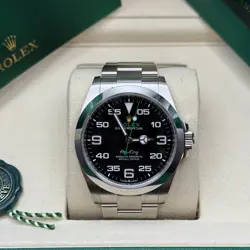 ROLEX AIR KING 126900 MINT 2022 STAINLESS STEEL SMOOTH BEZEL CROWN GUARDS