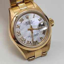 ROLEX LADIES DATEJUST 26 MM 18K YELLOW GOLD MOP DIAL WATCH 69168 CIRCA 1987