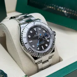 Rolex Yacht-Master 40 Rhodium Slate Gray Dial Platinum Bezel Oyster Bracelet