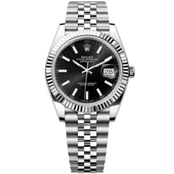 ROLEX DATEJUST 41MM STEEL WHITE GOLD BLACK DIAL JUBILEE MENS WATCH 126334