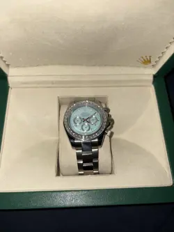 ROLEX DAYTONA OYSTER PERPETUAL BLUE AND SILVER MEN'S WATCH
