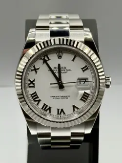 ROLEX DATEJUST 2023 41MM 126334 OYSTER STEEL WHITE GOLD FLUTED BEZEL-WHITE ROMAN