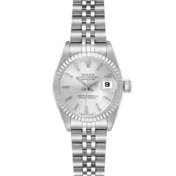 ROLEX DATEJUST STEEL WHITE GOLD SILVER DIAL LADIES WATCH 69174 BOX PAPERS