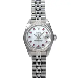 ROLEX DATEJUST 79174NR WHITE SHELL/PINK SAPPHIRE WATCH 676867