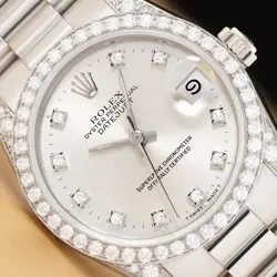 ROLEX DATEJUST PRESIDENT MIDSIZE 68159 FACTORY DIAMOND 18K WHITE GOLD WATCH