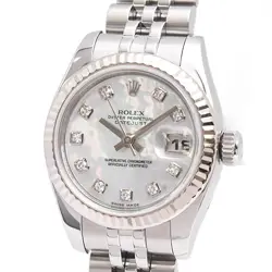 ROLEX DATEJUST 10P DIAMOND AUTOMATIC V NUMBER SS  WG SHELL DIAL  179174NG 42390
