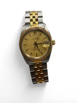 TUDOR PRINCE OYSTERDATE BY ROLEX STEEL AND GOLD REF 75203 1 11/32IN I MINT NH