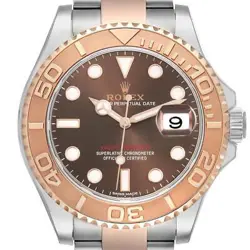 ROLEX YACHTMASTER 40 ROSE GOLD STEEL BROWN DIAL MENS WATCH 116621 BOX CARD