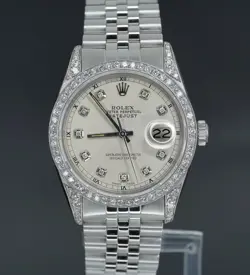 ROLEX DATEJUST 16030 36MM STAINLESS STEEL JUBILEE WITH DIAMONDS!