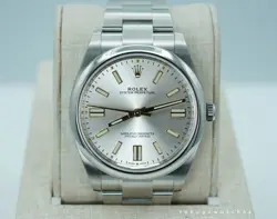 ROLEX 124300 OYSTER PERPETUAL 41 SILVER GOLD ACCENTS DIAL 2023 WARRANTY FULL SET