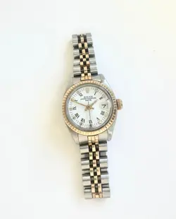 ROLEX DATE LADIES 26 MM TWO TONE JUBILEE WHITE ROMAN WATCH 6917 CIRCA 1981