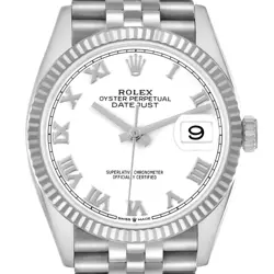 ROLEX DATEJUST STEEL WHITE GOLD ROMAN DIAL MENS WATCH 126234
