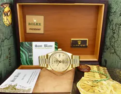 ROLEX 36mm 18kt Gold Day Date President Champagne Stick Model 18038 SANT BLANC