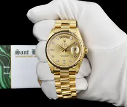 ROLEX 36mm 18kt Gold Day Date President Champagne Stick Model 18038 SANT BLANC