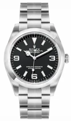 ROLEX EXPLORER 40MM BLACK DIAL STAINLESS STEEL MEN'S SELF-WINDING SPORTS WATCH
