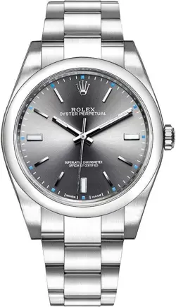 ROLEX OYSTER PERPETUAL 39MM RHODIUM DIAL AUTOMATIC MEN'S OYSTER WATCH 114300