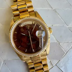 VINTAGE ROLEX DAY-DATE PRESIDENT 18038 RARE WOOD DIAL 18K