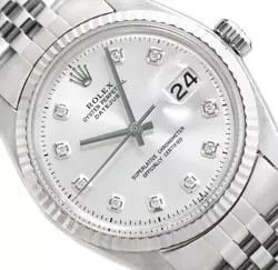 ROLEX DATEJUST 116234 STEEL 36MM JUBILEE WATCH WHITE MOP DIAMOND DIAL 18K FLUTED