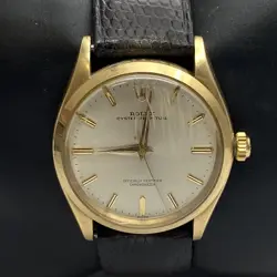 ROLEX OYSTER PERPETUAL 25 JEWEL 14K GOLD 34MM REF. 6564 1950S UNISEX WATCH 48.3G