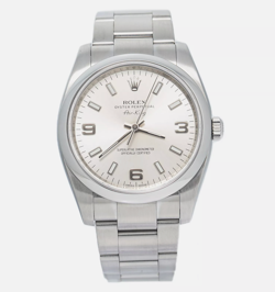 ROLEX AIR-KING 34MM 114200 STEEL OYSTER PERPETUAL SILVER GRAY DIAL AUTOMATIC