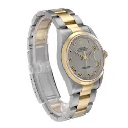 Rolex Datejust Steel Yellow Gold Roman Slate Dial Mens Watch 16203