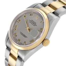 Rolex Datejust Steel Yellow Gold Roman Slate Dial Mens Watch 16203