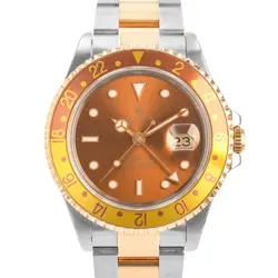 ROLEX GMT-MASTER II 16713 ROOT BEER STEEL YELLOW GOLD OYSTER MENS WATCH 1993