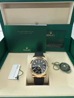 ROLEX 336238 SKY-DWELLER OYSTER FLEX 18K YELLOW GOLD BEZEL 42MM BRAND NEW 5/25