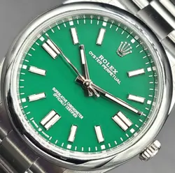 ROLEX MEN'S 41MM OYSTER PERPETUAL W/ GREEN DIAL STAINLESS STEEL OYSTER BRACELET!