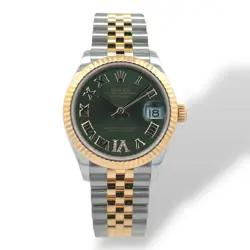 ROLEX DATEJUST 278273 GREEN ROMAN DIAMOND DIAL, STEEL AND YELLOW GOLD JUBILEE.