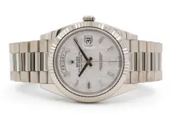 ROLEX DAY-DATE 40MM PRESIDENT 228239 18K WHITE GOLD & METEORITE 10 DIAMOND DIAL