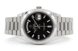 ROLEX DAY-DATE 40MM PRESIDENT 228206 PLATINUM & BLACK 10 DIAMOND DIAL
