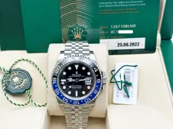 ROLEX GMT MASTER II BATGIRL 126710BLNR BLACK BLUE CERAMIC STAINLESS BOX PAPER