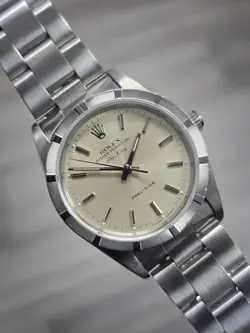ROLEX AIR-KING 14010 SILVER OYSTER BRACELET WITH SILVER BEZEL W/ BOX