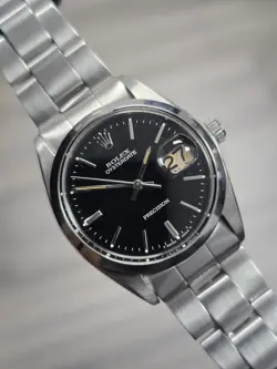 ROLEX OYSTERDATE 6466 SILVER OYSTER BRACELET WITH SILVER BEZEL W/ BOX